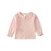 AMILIEe 1-7Y Kids Baby Girls Casual Lovely T-shirt Tops Cotton Long Sleeve Ruffle Blouse Blouse Pullovers