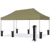 Eurmax Premium 10 x20 Ez Pop up Canopy Tent Bonus Wheeled Bag (Tan)