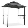 8 x 5 Grill Gazebo BBQ Gazebo Canopy for Outdoor Grill Barbecue Canopy with hook and Bar Counters Outdoor BBQ Shelter with Sturdy Steel Frame and Durable Tarpaulin Gray