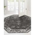 Rugs.com Monte Carlo Collection Rug â€“ 4 Octagon Dark Gray Medium Rug Perfect For Living Rooms Kitchens Entryways