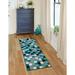 Rugs.com Azalea Collection Rug â€“ 6 Ft Runner Teal Medium Rug Perfect For Hallways Entryways