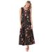Plus Size Women's Sleeveless Crinkle A-Line Dress by Woman Within in Black Patch Floral (Size M)