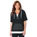 Plus Size Women's French Terry Stars Aligned Duet Hoodie by Catherines in Black Stars (Size 3X)