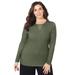 Plus Size Women's Curvy Collection Mesh Inset Top by Catherines in Olive Green (Size 4X)