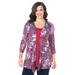 Plus Size Women's Cardigan and Tank Duet by Catherines in Classic Red Medallion (Size 5X)