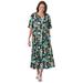 Plus Size Women's Button-Front Essential Dress by Woman Within in Black Multi Garden (Size 5X)