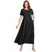 Plus Size Women's Short-Sleeve Tiered Dress by Woman Within in Black (Size 22/24)