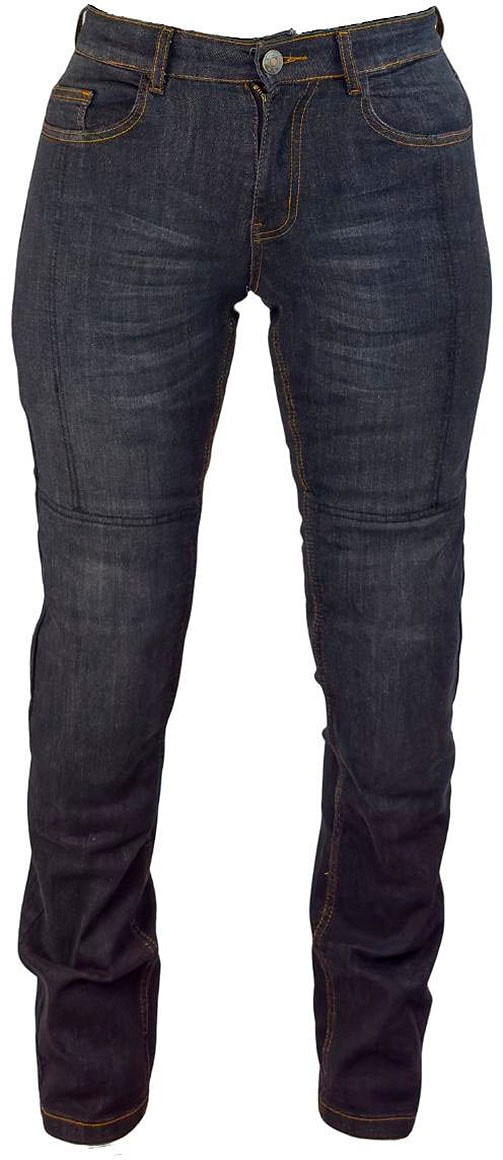 Motorradhose ROLEFF "Aramid Damen-Motorradjeans" Gr. 38, schwarz (schwarz, creme, ro180), Hosen, Damen, 38, N-Gr, Obermaterial: 100% Baumwolle. Innenfutter: 100% Aramid, mit Knie- und Hüftpolsterung