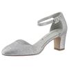 Spangenpumps TAMARIS, Damen, Gr. 38, silber (silberfarben), Lederimitat, elegant, Schuhe, Abendschuh, Festtagsschuh, Brautschuh, Trichterabsatz mit ANTIshokk