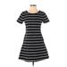 Casual Dress - A-Line: Black Stripes Dresses - Women's Size Small