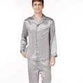 Pyjama en soie mûre imprimé pour homme haut à manches longues et pantalon long avec taille