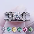 Group bague Moissanite pour homme document 1CT bleu rose jaune vert cyan blanc diamant