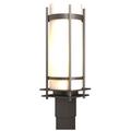 Banded Coastal Dark Smoke Outdoor Post-Light With Opal Glass