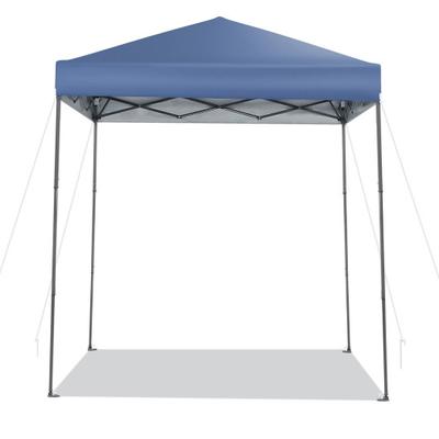 Costway 6.6 x 6.6 Feet Outdoor Pop-up Canopy Tent with UPF 50+ Sun Protection-Blue
