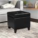 Adeco Bonded Leather Square Storage Ottomans Tufted Cubic Cube Footstool