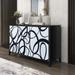 Modern Sideboard Buffet Storage Cabinet with 2 Decorative Doors, 2 Drawers and 4 Shelves for Living Room, Entryway