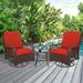 Magic Union Otudoor 3-Pieces Patio Wicker Furniture Set 360Â° Swivel PE Rattan Rocking Chairs with Side Table and Cushions Red