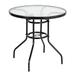 Dining Table Outdoor Round Dining Table Weather-proof Yard Garden Glass Table For Outdoors Indoors Black