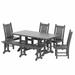 WestinTrends Malibu 6 Piece Outdoor Dining Set with Bench All Weather Poly Lumber Patio Table and Chairs Set 71 Trestle Dining Table with Umbrella Hole 5 Patio Chairs with Bench Gray
