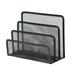 Metal Mesh File Magazine Holder Desktop Organizer 4 Compartments for Home Office (Black)