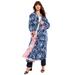 Plus Size Women's Reversible Printed Duster by June+Vie in White Watercolor Paisley (Size 10/12)