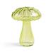 Glass Flower Vase 4.7 Tall Crystal Glass Mushroom Vase Small Glass Vases Table Decorative Vase for Flowers Perfect Home Decor Green