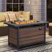 Lark Manor™ Argyri 56" Outdoor Rectangular Rattan Propane Gas Fire Pit Table for Outside Patio Stone in Brown/Gray | Wayfair