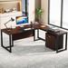 Latitude Run® Rohima L-Shape Executive Desk w/ Storage Cabinet Wood in Black | 28.74 H x 70.8 W x 66.93 D in | Wayfair