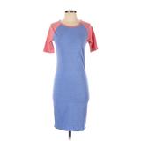 Lularoe Casual Dress - Sheath Crew Neck Short sleeves: Blue Color Block Dresses - Women's Size X-Small