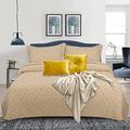 B&B Luxury Fabric Embossed Bedspread Double Bed Comforter Set- 3 Pcs Maple Bedspreads, Coverlets & Sets Double Size 240x240 Bedspread + 2 Pillow Shams - Beige