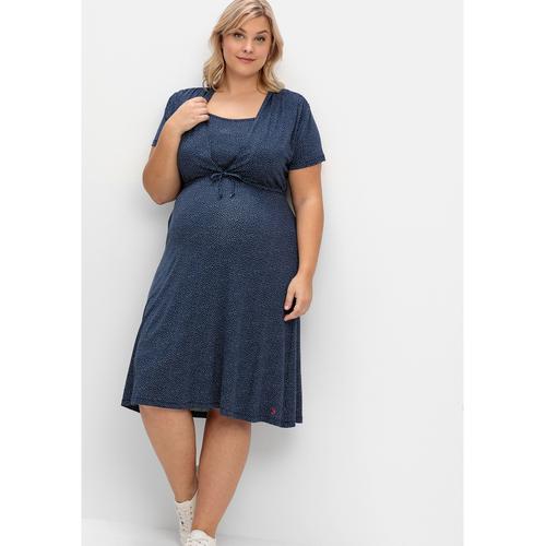 „Umstandskleid SHEEGO „“Große Größen““ Gr. 54, Normalgrößen, blau (nachtblau bedruckt) Damen Kleider Umstandskleider aus Jersey, mit Stillfunktion“