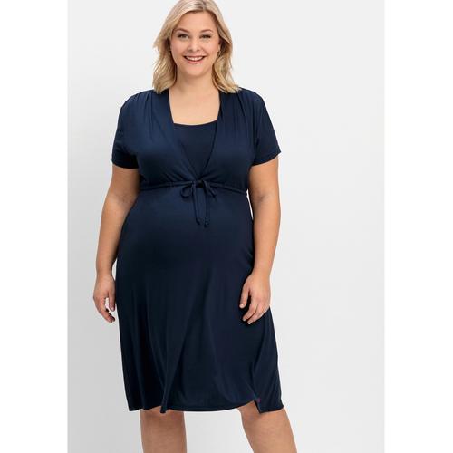 „Umstandskleid SHEEGO „“Große Größen““ Gr. 48, Normalgrößen, blau (nachtblau) Damen Kleider Umstandskleider aus Jersey, mit Stillfunktion“