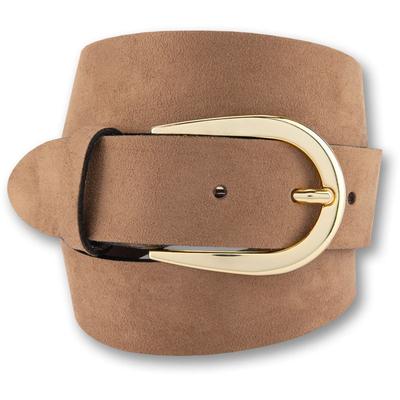 Ledergürtel BERND GÖTZ, Damen, Gr. 80, braun (camel), Leder, unifarben, aufgeraut, casual,modisch,klassisch,casual, Gürtel, mit goldener Designschließe Image
