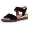 Sandalette GABOR "GENUA", Damen, Gr. 35, schwarz, Ziegenveloursleder, klassisch, Schuhe, Sommerschuh, Sandale, Keilabsatz, mit kleinem Stretch, Weite G