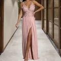 Robe de soirée pour bal de promo tenue élégante sans manches bretelles Spaghetti dos nu