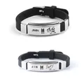 Black Titanium Steel Silicone Bangle Stainless Steel Bracelet Carved Letters Casual Men Wristband