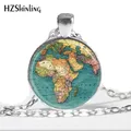 Collier pendentif carte du monde pendentif carte du monde Cabochon en verre dôme HZ1 nouveau