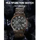 Montre en bois naturel pour homme chronographe multifonction montres à quartz bracelet en bois