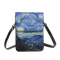 Sac à main en cuir pour téléphone portable thème nuit étoilée motif lune Vincent Van Gogh cadeau