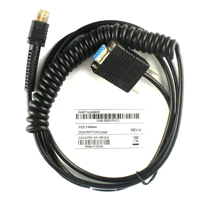 Câble enroulé pour Scanner de codes-barres 5V 3M RS232 Compatible avec zèbre LI3608 LI3678