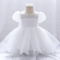 Robe d'été blanche et rose pour bébé fille vêtements de princesse en dentelle avec manches