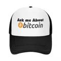 Ask Me About Trucker Hats for Men and Women Bitcoin Crypto-Currency Miners Meme Mesh Net