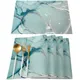 Set de 4 sets de table en marbre texturé Aqua 12x18 pouces napperons modernes lavables décoration