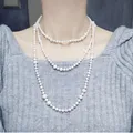 Collier de perles d'eau douce pour femme pull long bijoux vintage coréens cadeaux à la mode
