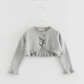 Cardigan en tricot gris pour filles pull pour enfants veste 100% coton manteau OupillGirls