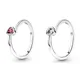 Bague en cristal pour femmes argent Sterling authentique 925 Solitaire coeur incliné rouge