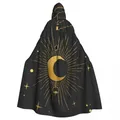 Costume de sorcière longue unisexe avec capuche pour adulte croissant de lune Everak tenue à la