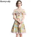 French Retro Vacation Off Shoulder Sexy Beach Dress Women 2022 Summer Tea Waist Suspender Goth Dress