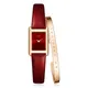 I & W-Montre-bracelet à quartz pour femme bracelet en cuir saphir cadran carré montres en or de