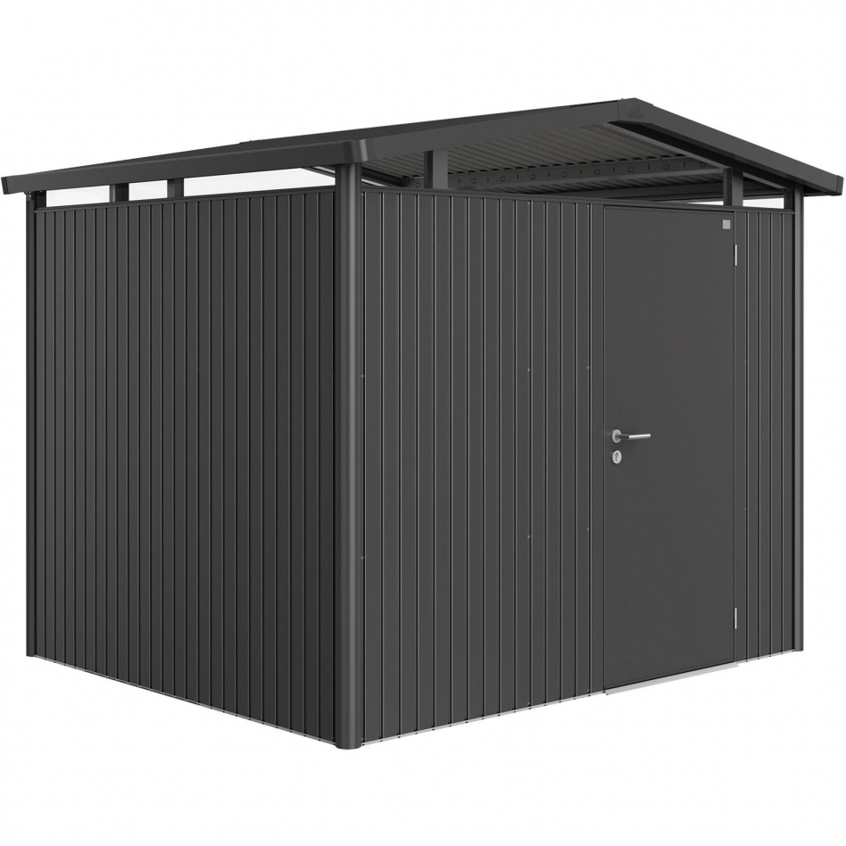 Biohort Gerätehaus Panorama dunkelgrau-metallic Geräteschuppen, Standardtür, P3 (273x238 cm) Image